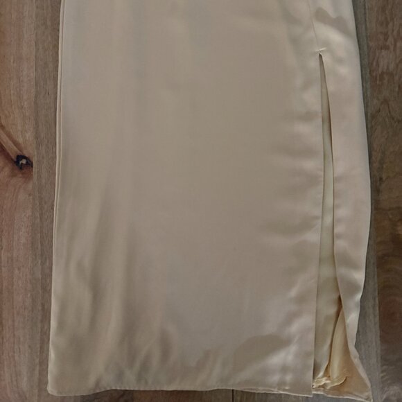 Abercrombie & Fitch Cinched Neckline Midi Slip Dress with Slit Very Light Orange - Picture 5 of 6